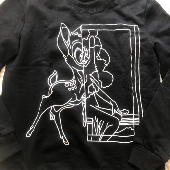 Givenchy Fashion Bambi Mirror Outline Pullover Sweatshirt Black and White Top - Picture 3 of 9